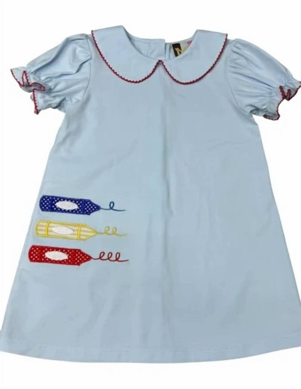 NEW BANANA SPLIT girls school days applique dress in blue